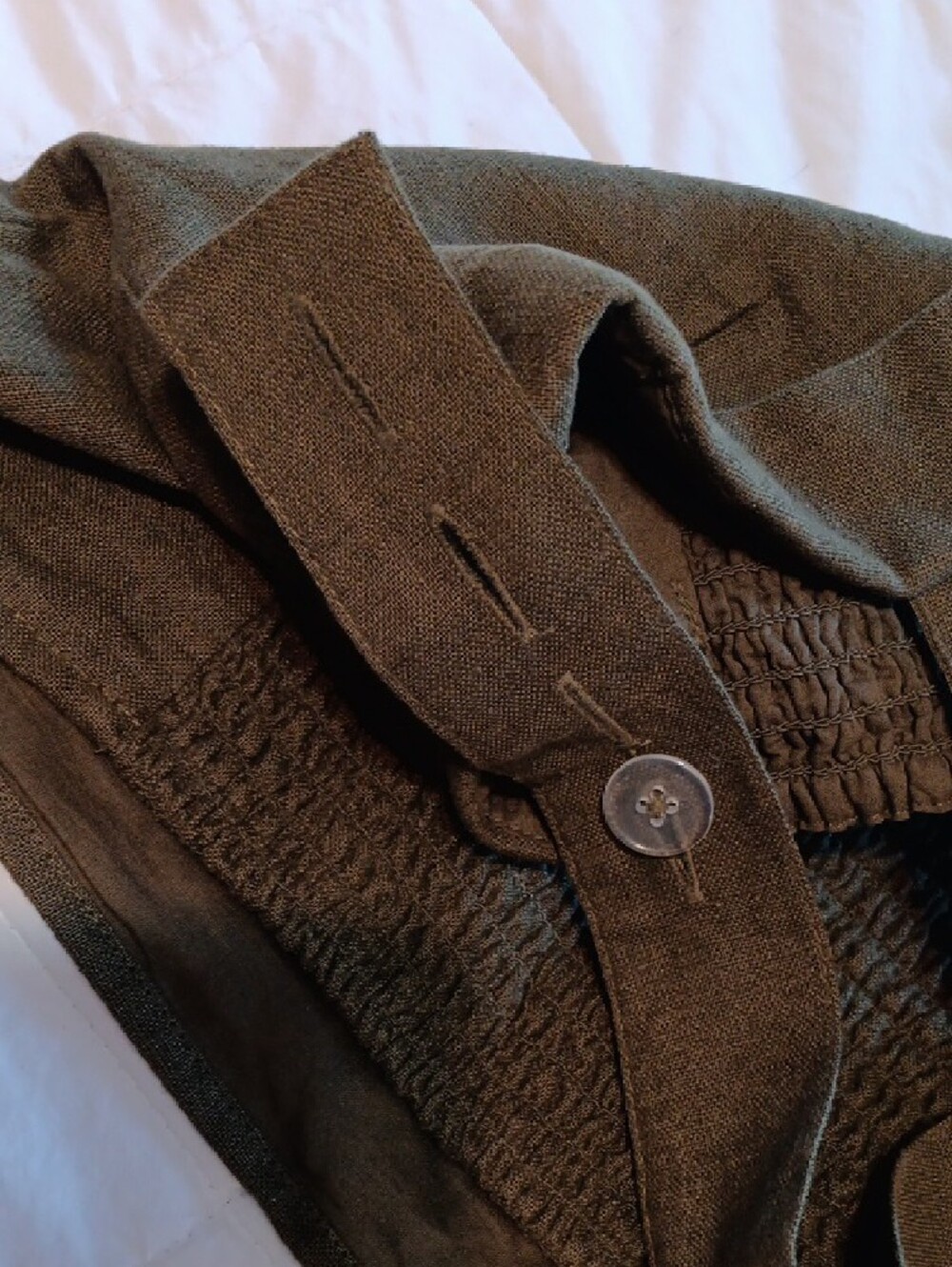 Abercrombie Linen Olive Green Crop Tank with Wide Straps - Picture 5 of 5